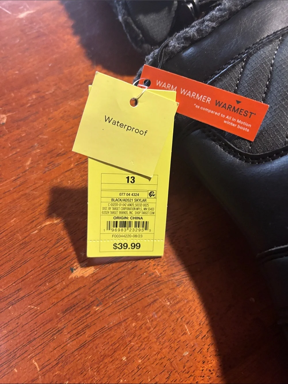 all in motion Black Kids Waterproof Snow Boots with Faux Fur